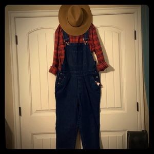 Iron & Resin Raw Denim cropped dungaree overalls